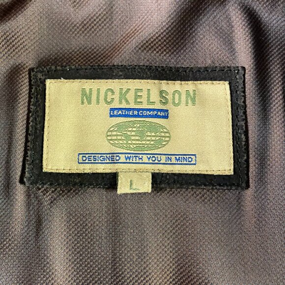 Nickelson Leather Jacket Men's Large Fits like XL Brown Double Zipper - Picture 7 of 14